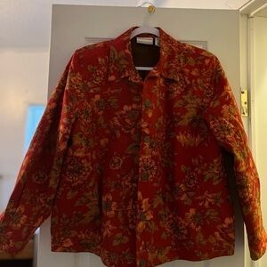𝅺vintage 90s- 80s- Blouse- Jacket- Top- Floral- Red